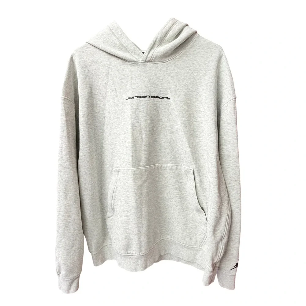 Jordan Sport Hoodie Mens XL Grey Dri-FIT Pullover Sweatshirt Jumpman Logo